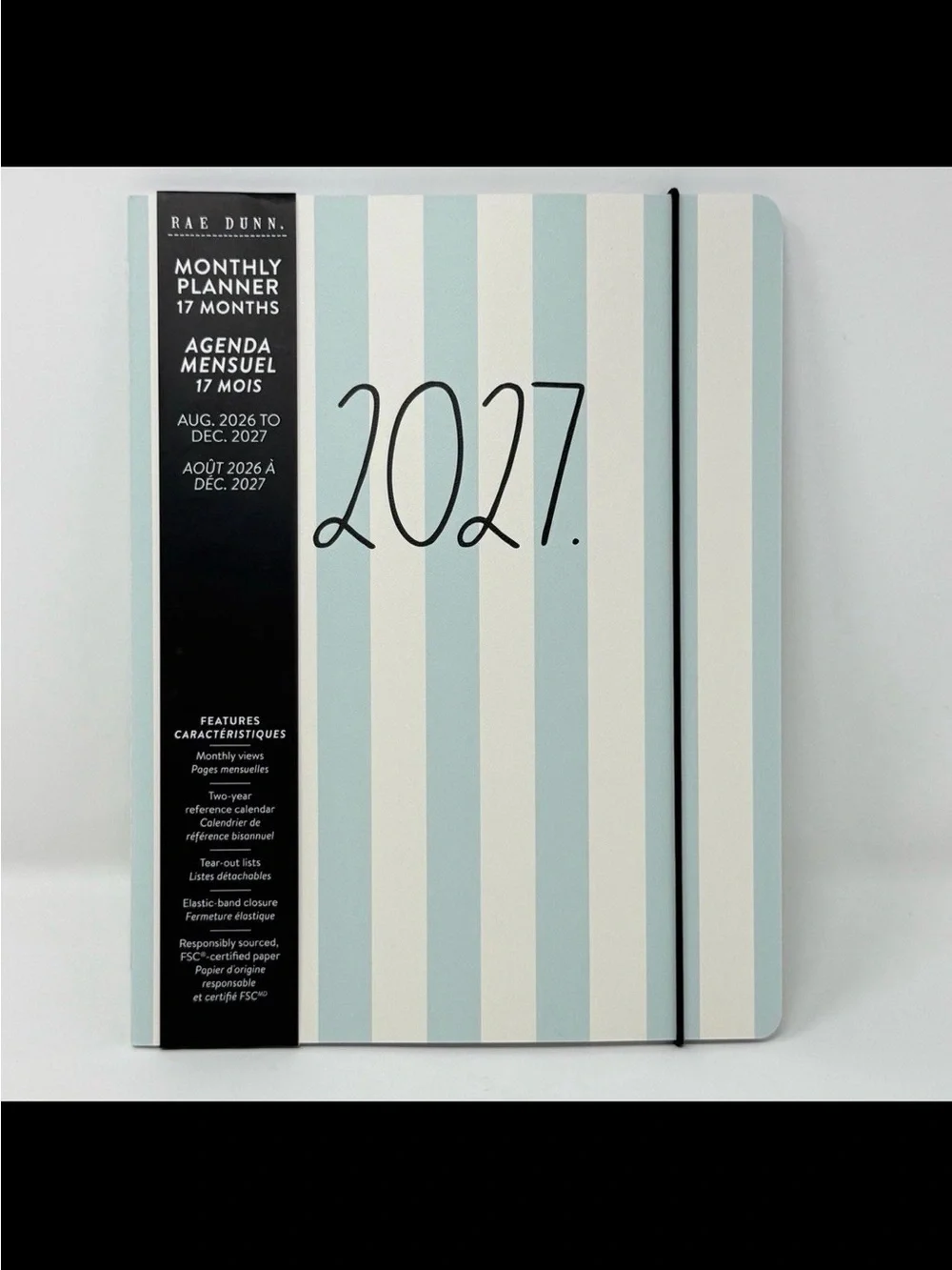 Rae Dunn Mint & White Striped Monthly Planner